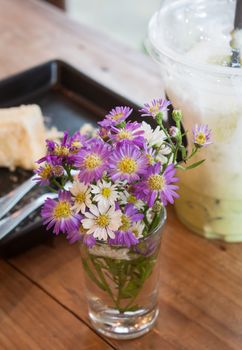 Flowers decorated in coffee shop, stock photo