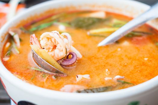 Thai spicy soup with seafood, stock photo