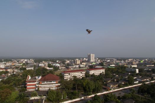 Yala, Thailand - January 16, 2014: View of Yala Technic College and the city include Chang Lee Hotel , Yala is the southest province of Thailand