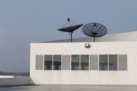 Satellite Disc on rooftop of the Building, Satellite Disc use for recieve signal and communication