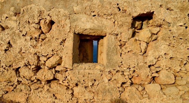 Rethymno city Greece Fortezza fortress wall window detail