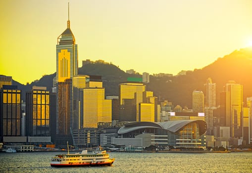 Hong Kong skyline in sunset