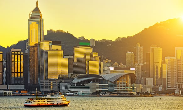 Hong Kong skyline in sunset