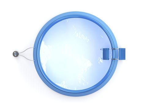 Top view of inflatable swimming pool on white background 