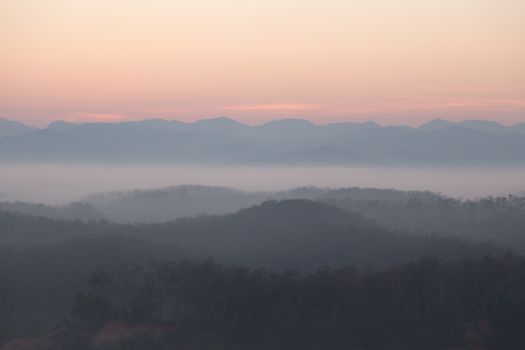 Morning mist at Betong - Yala, Thailand. Betong as know as Mist Town