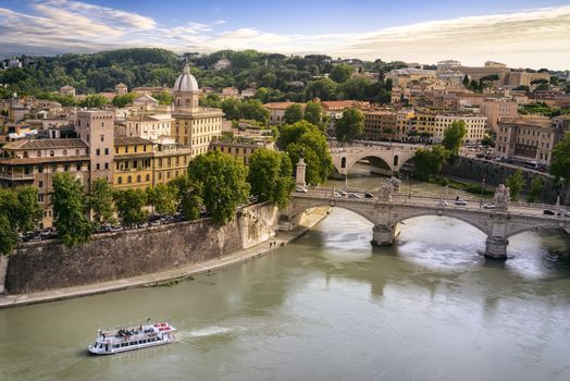 Rome city and tiber river near Vativcan, Italy Europe