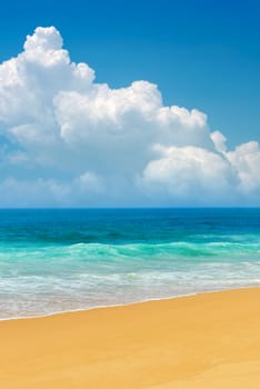 Ocean waves and blue sky. Sri Lanka