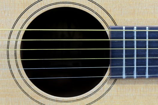 Close up acoustic guitar detail, elements