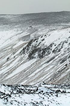 Volcanic and lava field terrain around Grindavik in south west Iceland.