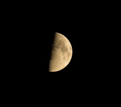 Richly coloured waxing gibbous moon on Sepember 2nd, 2014