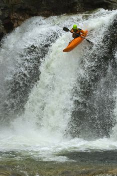 Jump from the waterfall in Norway, Ula river.