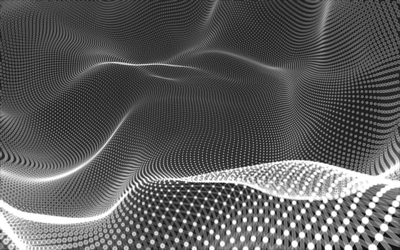 Abstract polygonal space low poly dark background with connecting dots and lines. Connection structure. 3d rendering