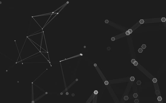 Abstract polygonal space low poly dark background with connecting dots and lines. Connection structure. 3d rendering