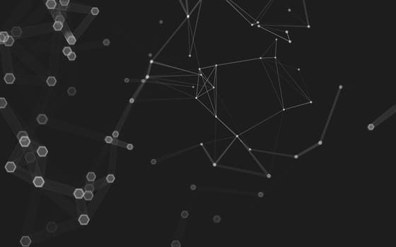 Abstract polygonal space low poly dark background with connecting dots and lines. Connection structure. 3d rendering