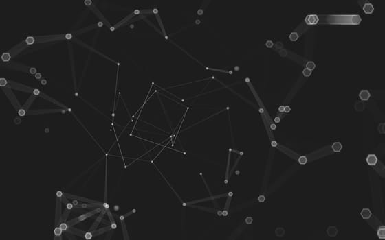 Abstract polygonal space low poly dark background with connecting dots and lines. Connection structure. 3d rendering