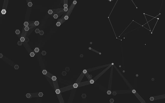 Abstract polygonal space low poly dark background with connecting dots and lines. Connection structure. 3d rendering