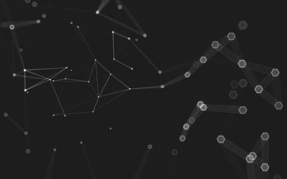 Abstract polygonal space low poly dark background with connecting dots and lines. Connection structure. 3d rendering