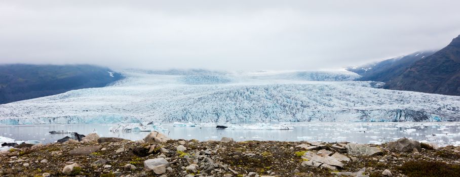 Jokulsarlon is a large glacial lake in southeast Iceland - Ice breaking of a glacier