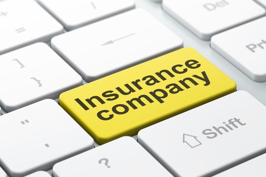 Insurance concept: computer keyboard with word Insurance Company, selected focus on enter button background, 3D rendering