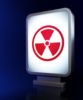 Science concept: Radiation on advertising billboard background, 3D rendering