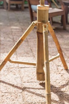 Part of umbrella stand made of bamboo, stock photo