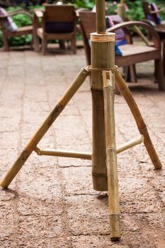 Part of umbrella stand made of bamboo, stock photo