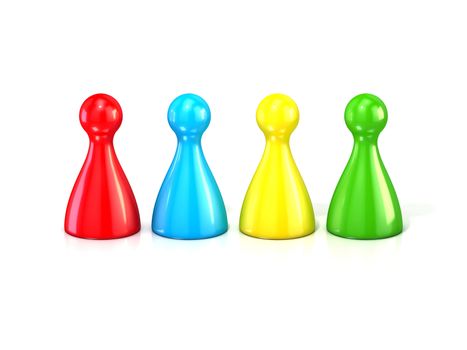 Colorful play figures. 3D render illustration isolated on white background