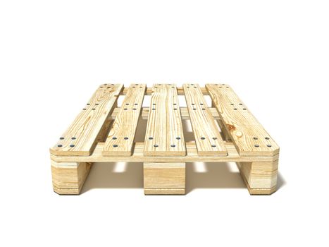 Euro pallet. Front view. 3D render illustration isolated on white background