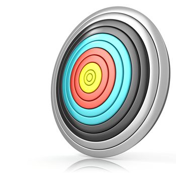 Archery target, isolated on white background. Side view