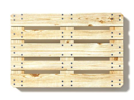 Euro pallet. Top view. 3D render illustration isolated on white background