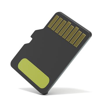 MicroSD memory card, back view. 3D render illustration isolated on white background