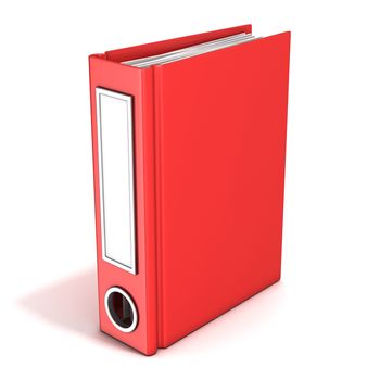 Red office folder, standing. 3D render illustration isolated on white background