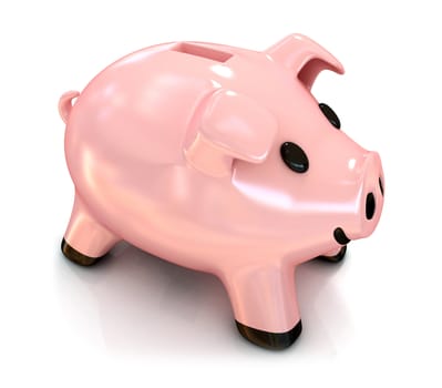 Piggy bank 3D isolated on white background