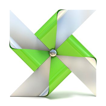 Pinwheel toy, four sided. 3D render illustration isolated on white background