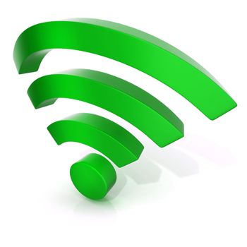 Wireless network symbol, 3D render isolated. Side view