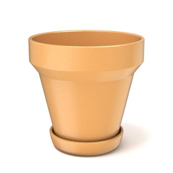 Empty clay plant pot. 3D render illustration isolated on white background