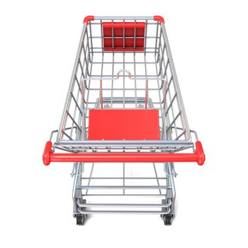 Shopping cart, top view. 3D render illustration isolated on white background