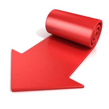 Red spiral arrow, isolated on white