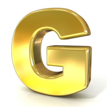 Golden font collection letter - G. 3D render illustration, isolated on white background.