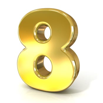 Numerical digits collection, 8 - EIGHT. 3D golden sign isolated on white background. Render illustration.