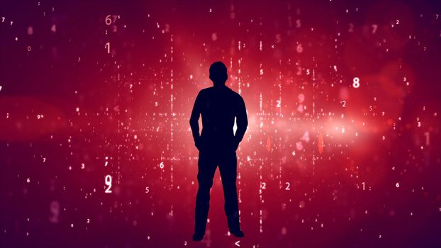 Silhouette of businessman appeared on the science background