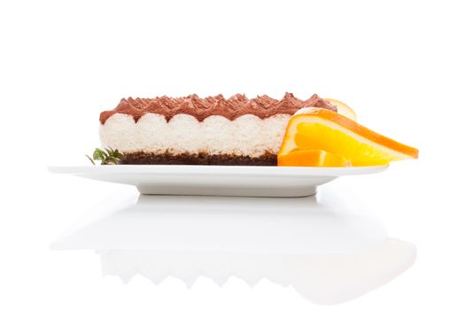 Luxurious tiramisu dessert isolated. Culinary traditional sweet dessert