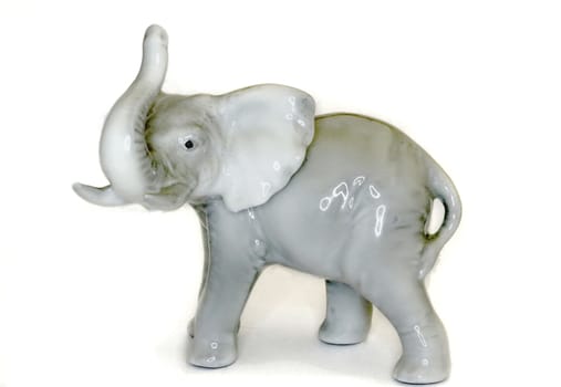 Grey Elephant Figure on a white background