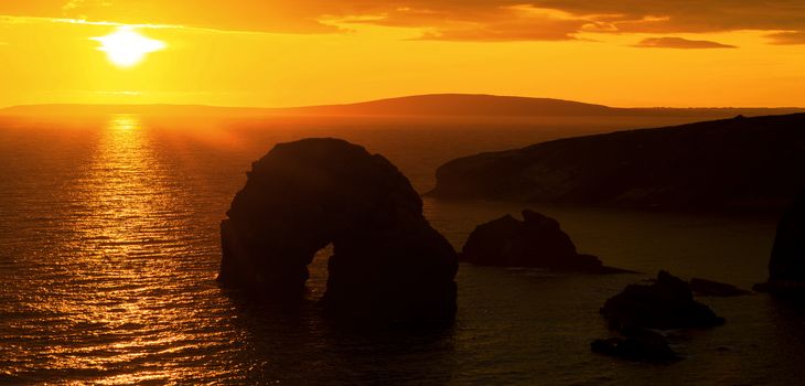 beautiful sunset over the virgin rock and ballybunion coast on the wild atlantic way