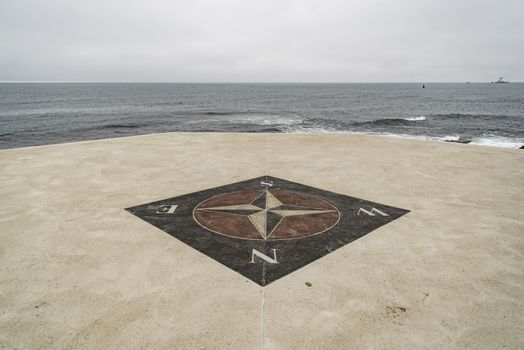 The wind rose near a lighthouse in Rhode Island, USA