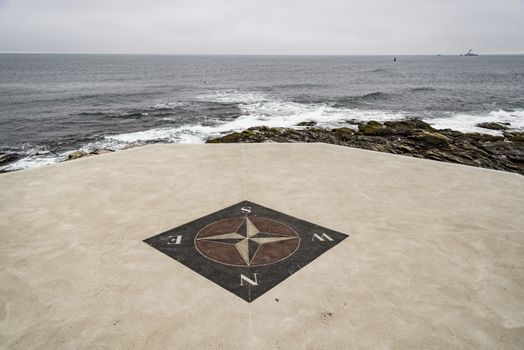 The wind rose near a lighthouse in Rhode Island, USA