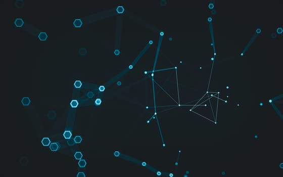 Abstract polygonal space low poly dark background with connecting dots and lines. Connection structure. 3d rendering