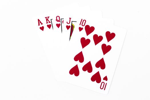 Playing cards isolated on white background, stock photo