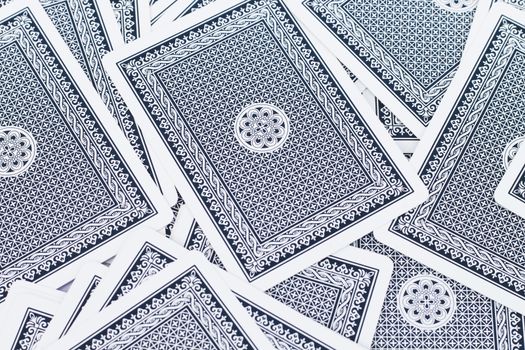 Blue deck of playing cards background, stock photo