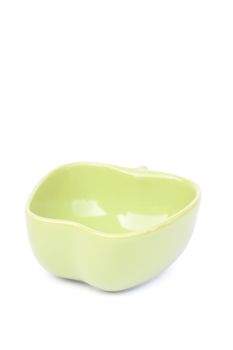 Green ceramic bowl isolated on white background, stock photo